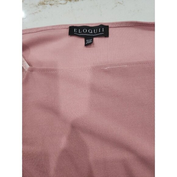 Eloquii Top Pink Ribbed W/Stretch Sheer Long Sleeves Women's 22 24 - Picture 10 of 10